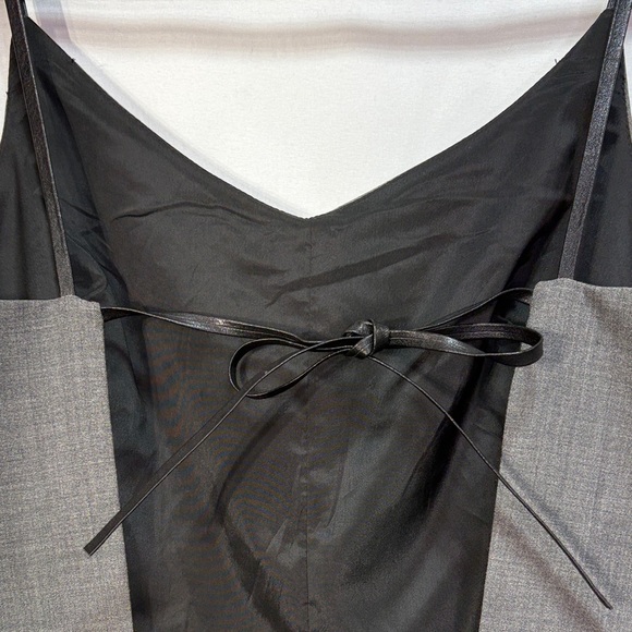 🪥 nwt 2000s vintage GAP Gray wool blend Backless with leather straps dress: - Picture 4 of 8